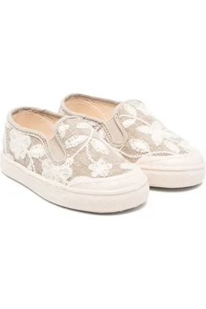 PèPè Floral-embroidered cotton sneakers