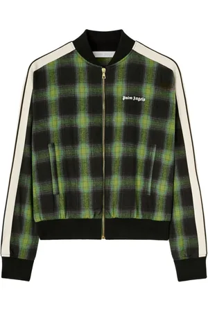 Palm Angels Logo-embroidered plaid bomber jacket