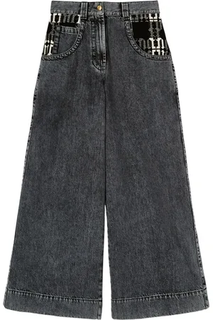 Palm Angels Monogram-pattern wide-leg jeans