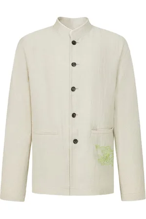 SHANGHAI TANG Dragon-embroidered herringbone jacket