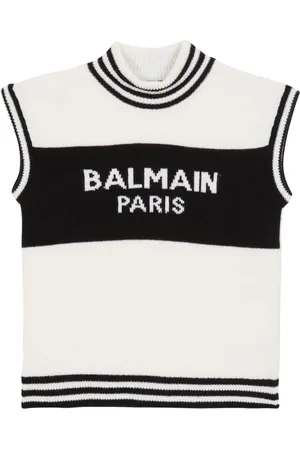 Balmain Logo-intarsia knitted top