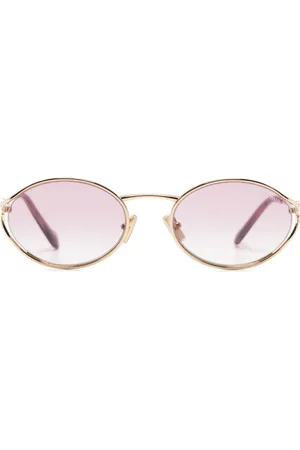 Miu Miu Logo-plaque oval-frame sunglasses