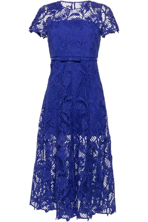 Self-Portrait Floral-lace belted midi dress