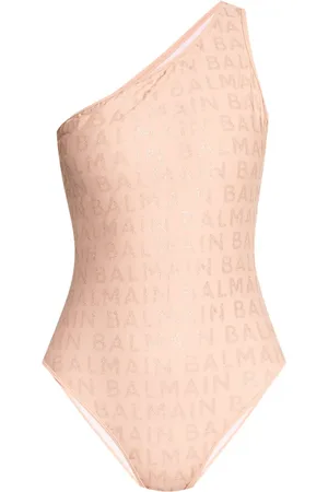 Balmain Logo-print one-shoulder swimsuit