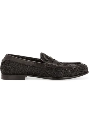 Dolce & Gabbana Interwoven raffia penny loafers