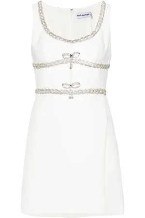 Self-Portrait Bow-detail crystal-trim minidress