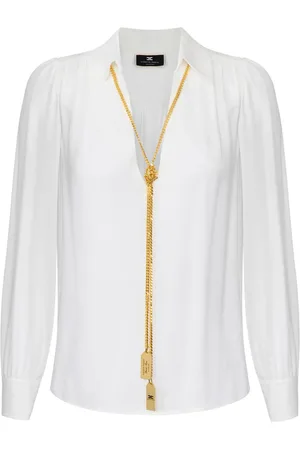 Elisabetta Franchi Necklace-appliqué georgette blouse