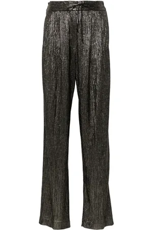 FORTE FORTE Houndstooth metallic straight trousers