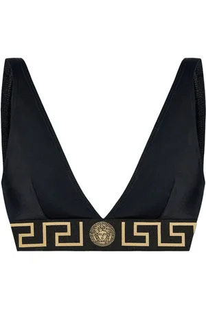 VERSACE Logo-underband bikini top