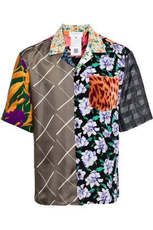 Marine Serre Regenerated colour-block silk shirt