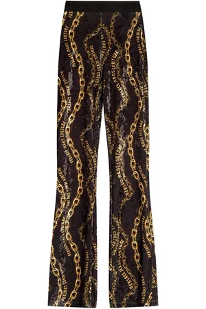 VERSACE Chain-print flared leggings
