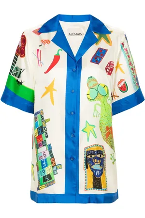 ALÉMAIS X Michael Swaney Rollers illustration-print silk shirt