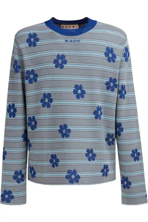 Marni Logo-intarsia striped knit top