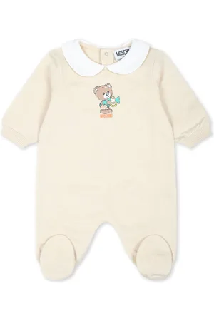 Moschino Teddy bear print ribbed sleeve babygrow