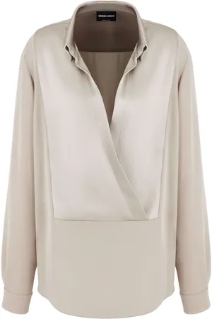 Giorgio Armani Draped silk long-sleeve blouse