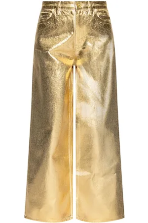 Ganni Metallic-effect cotton jeans