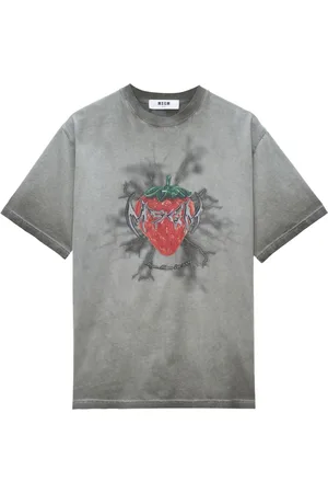 Msgm Graphic-print faded T-shirt