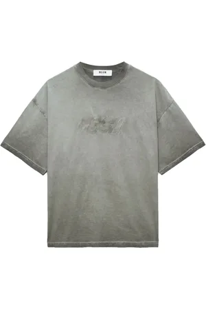 Msgm Logo-embroidered faded T-shirt