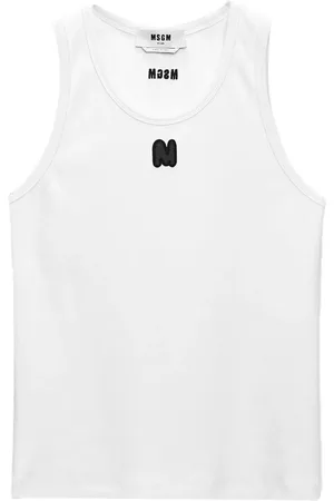 Msgm Logo-appliquéd ribbed tank top