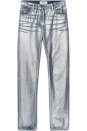 Msgm Metallic-finish straight jeans