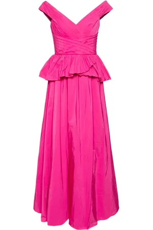 Marchesa Notte Draped-detail taffeta gown