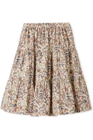 Bonpoint girls purchases beige wool floral cotton lined Skirt 8