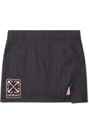 OFF-WHITE Logo-embroidered pinstriped skirt