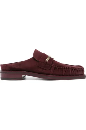 MARTINE ROSE Chain-detail suede slippers