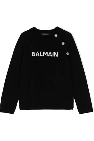 Balmain Jacquard-logo knitted jumper