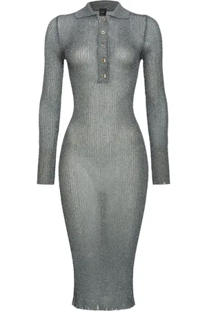 Pinko Long-sleeve ribbed-knit polo dress
