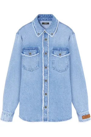 VERSACE Frayed denim overshirt
