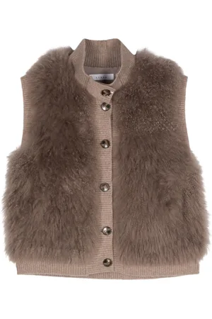 LISKA Fur-design ribbed-trim gilet