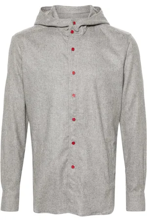 Kiton Mariano flannel hooded shirt
