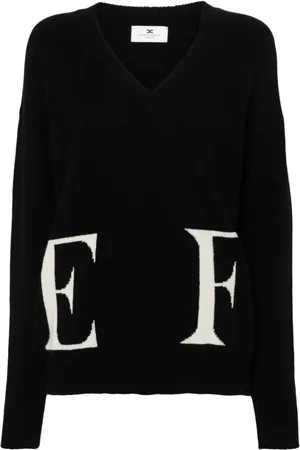 Elisabetta Franchi Logo-intarsia virgin-wool jumper