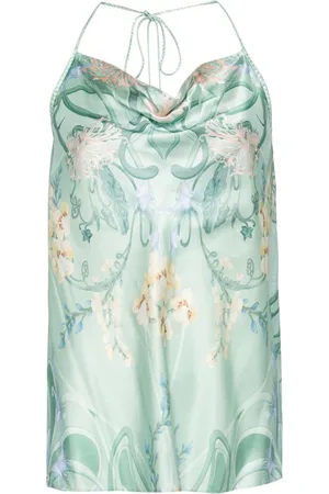 Camilla Floral-print silk halter top