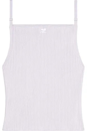 Courrèges Logo-embroidered ribbed tank top