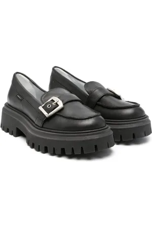 MONNALISA Decorative-buckle leather loafers