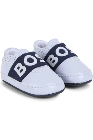 HUGO BOSS Logo-strap leather pre-walkers