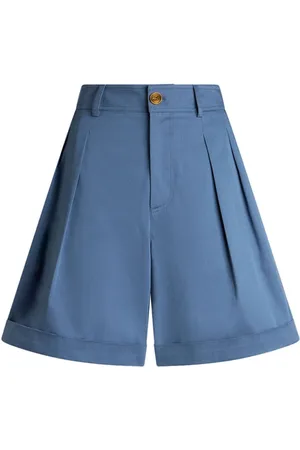 Etro Pleat-detailing cotton-blend shorts