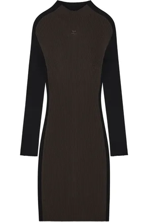 Courrèges Colour-block ribbed-knit mini dress