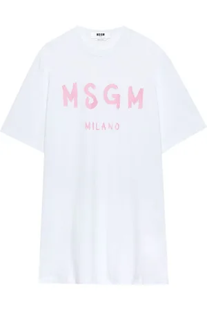 Msgm Brushstroke-logo cotton dress