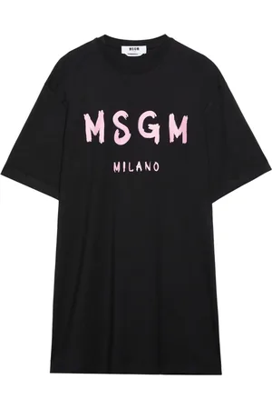 Msgm Brushstroke-logo cotton dress