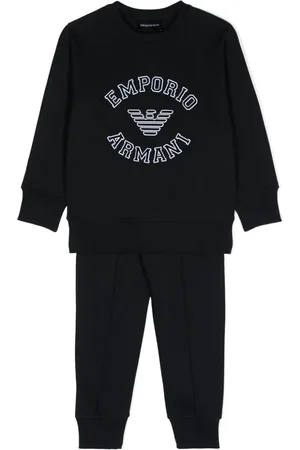 Emporio Armani Flocked-logo cotton tracksuit