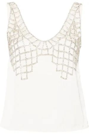 Self-Portrait Rhinestone-embellished sleeveless blouse