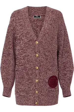 Elisabetta Franchi Logo-patch wool-blend cardigan