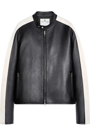 Courrèges Contrast stripe-detail leather jacket