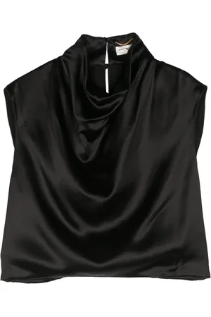 Saint Laurent Satin draped cropped top