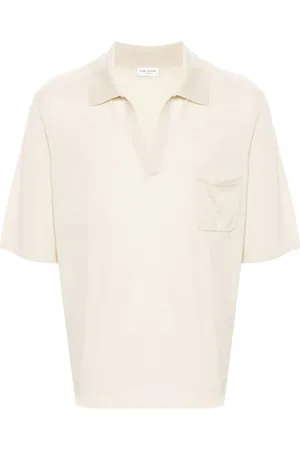Saint Laurent Cassandre-embroidered wool polo shirt