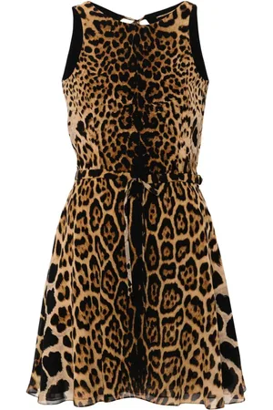 Saint Laurent Leopard-print silk mini dress