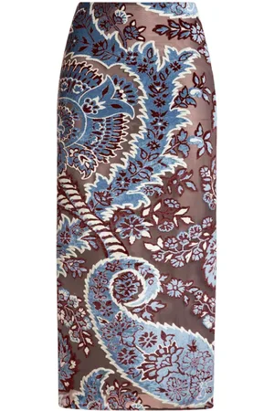 Etro Tulle and jacquard velvet midi skirt